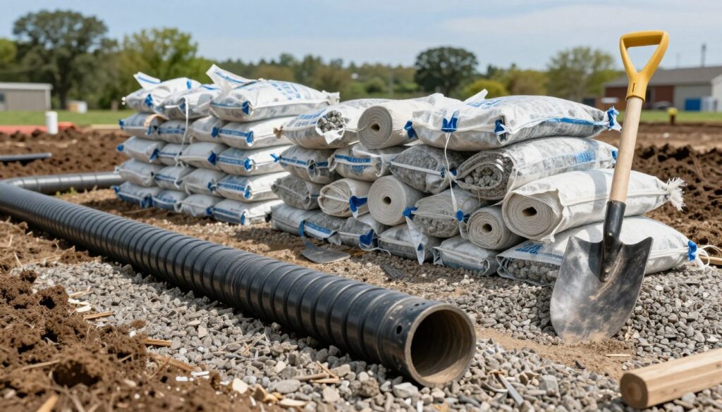 French drain installation materials