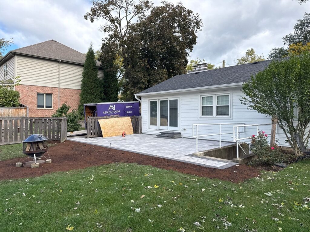 New paver patio in the backyard